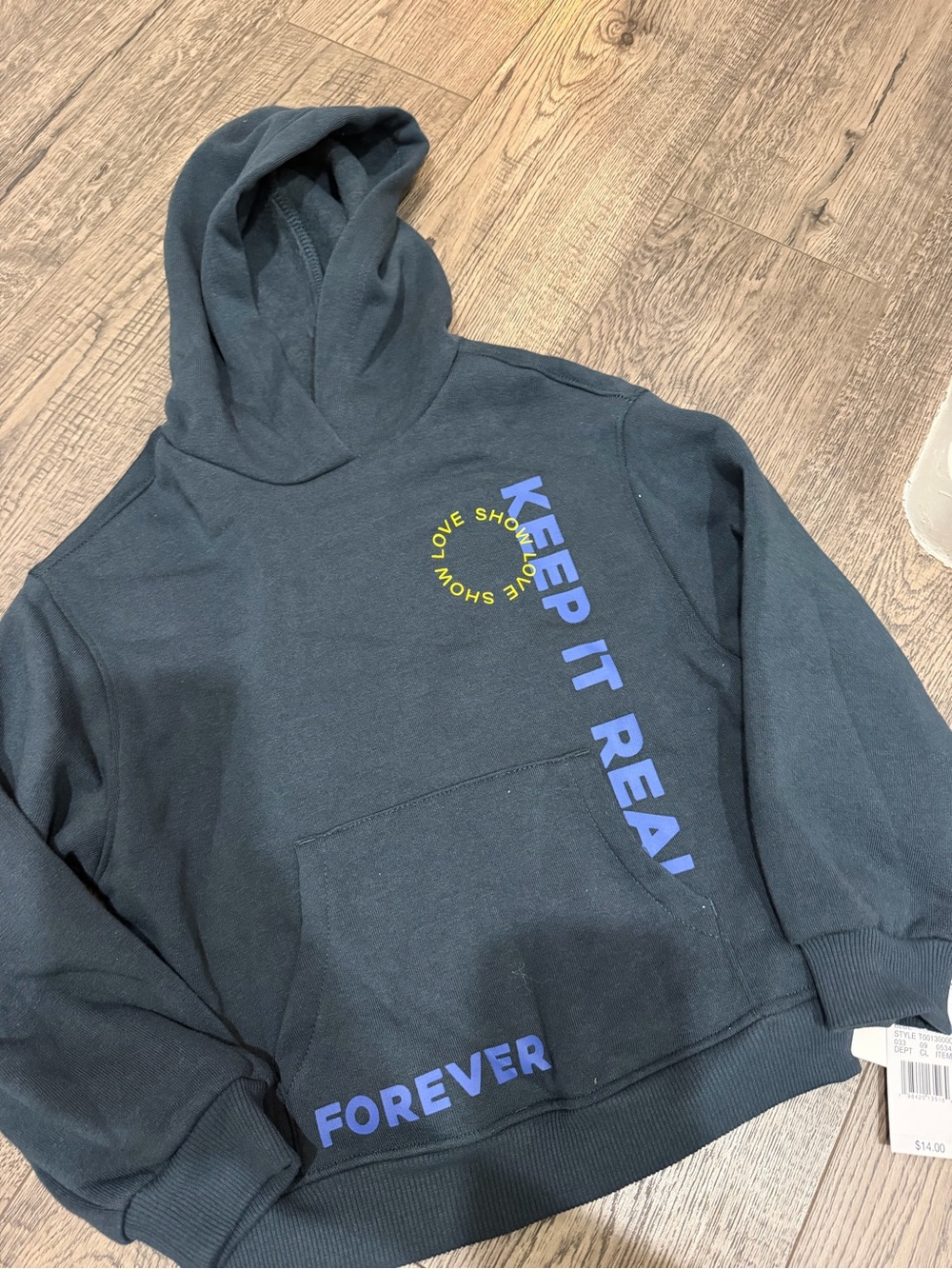 Men's Black Crewneck Hoodie with 'Keep It Real' Graphic